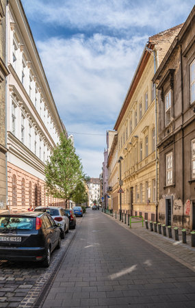 Budapest, Hungary 17.08.2021. Streets of the old town of Budapest on a sunny summer dayのeditorial素材