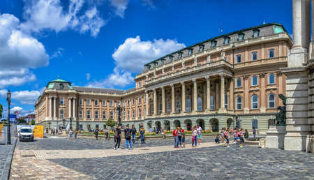 Budapest, Hungary 08/18/2021. Lions yard of the Buda Castle Palace in Budapest, Hungary, on a summer dayのeditorial素材