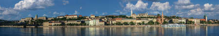 Budapest, Hungary 08/18/2021. Panoramic view of the Danube river and the embankment of Buda on a sunny summer morningのeditorial素材