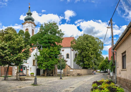 Szentendre, Hungary 19.08.2021. Historical building on a streets of the old town of Szentendre,...
