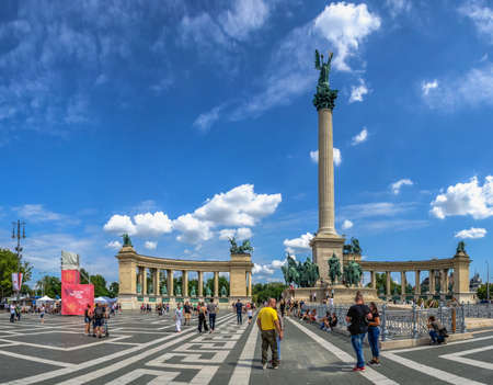 Budapest, Hungary 19.08.2021. Heroes Square in Budapest, Hungary, on a sunny summer morningのeditorial素材