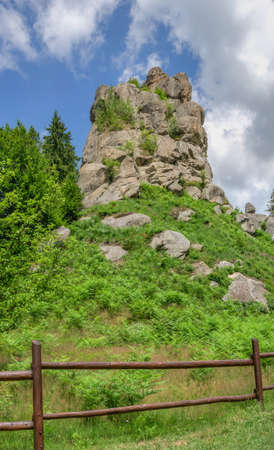 Tustan, Ukraine 09.07.2021. Old Russian cliff-side defensive complex in Tustan, Ukraine, on a summer dayのeditorial素材