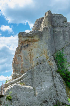 Tustan, Ukraine 09.07.2021. Old Russian cliff-side defensive complex in Tustan, Ukraine, on a summer dayのeditorial素材