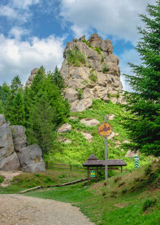 Tustan, Ukraine 09.07.2021. Old Russian cliff-side defensive complex in Tustan, Ukraine, on a summer dayのeditorial素材