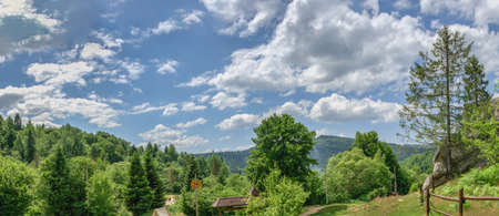 Tustan, Ukraine 09.07.2021. Old Russian cliff-side defensive complex in Tustan, Ukraine, on a summer dayのeditorial素材