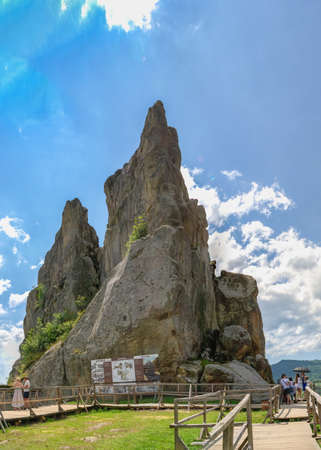 Tustan, Ukraine 09.07.2021. Old Russian cliff-side defensive complex in Tustan, Ukraine, on a summer dayのeditorial素材