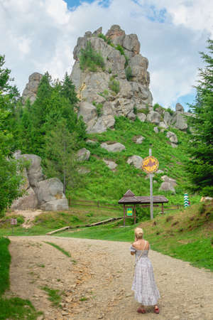 Tustan, Ukraine 09.07.2021. Old Russian cliff-side defensive complex in Tustan, Ukraine, on a summer dayのeditorial素材