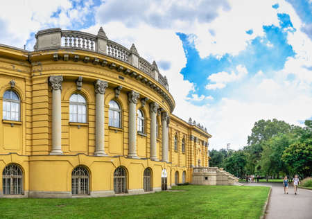 Budapest, Hungary 21.08.2021. Thermal Szechenyi medicinal Bath in Budapest, Hungary, on a sunny summer morningのeditorial素材