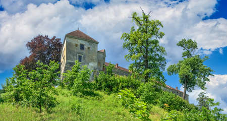 Panoramic view of nature around Svirzh Castle, Ukraine, on a sunny summer dayのeditorial素材