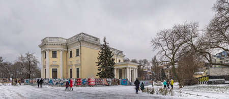 Odessa, Ukraine 30.01.2022. Snowy winter day in Odessa, Ukraine. Vorontsov Palace.のeditorial素材