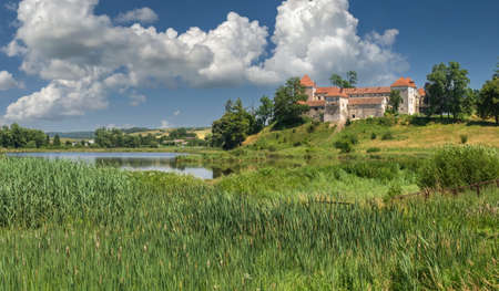 Svirzh, Ukraine 10.07.2021. Svirzh Castle in Lviv region of Ukraine on a sunny summer dayのeditorial素材