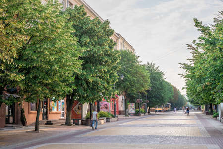 Khmelnitskyi, Ukraine 12.07.2021. Historical city center of Khmelnitskyi in Ukraine, on a sunny summer morningのeditorial素材