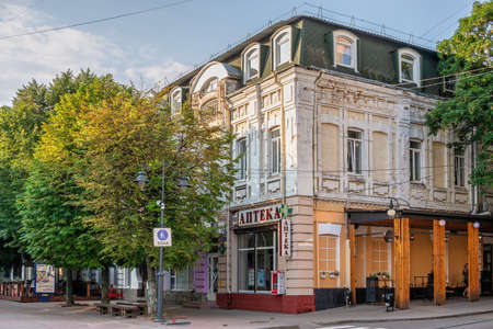 Khmelnitskyi, Ukraine 12.07.2021. Historical city center of Khmelnitskyi in Ukraine, on a sunny...