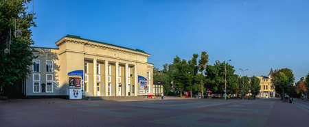 Khmelnitskyi, Ukraine 12.07.2021. Historical city center of Khmelnitskyi in Ukraine, on a sunny...
