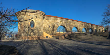 Odessa, Ukraine 14.02.2022. Quarantine arch. Historical ruins of the Khadjibey fortress in Odessa,...