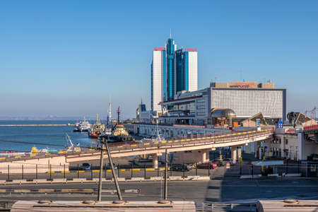 Odessa, Ukraine 11.11.2019. View of the Passenger Port or Maritime Station in Odessa, Ukraine, on a sunny winter dayのeditorial素材