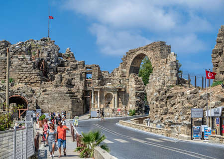 Side, Turkey 18.07.2021. Ancient city of Side in Antalya province of Turkey on a sunny summer dayのeditorial素材