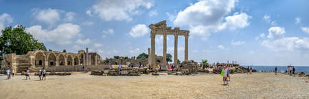 Side, Turkey 18.07.2021. Temple of Apollo in the Ancient city of Side in Antalya province of Turkeyのeditorial素材