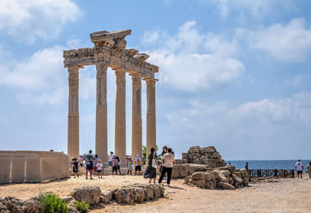 Side, Turkey 18.07.2021. Temple of Apollo in the Ancient city of Side in Antalya province of Turkeyのeditorial素材