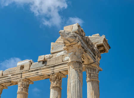 Side, Turkey 18.07.2021. Temple of Apollo in the Ancient city of Side in Antalya province of Turkeyのeditorial素材