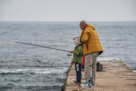 Odessa, Ukraine 03.03.2020. Gloomy spring day on the Langerone beach in Odessa, Ukraineのeditorial素材