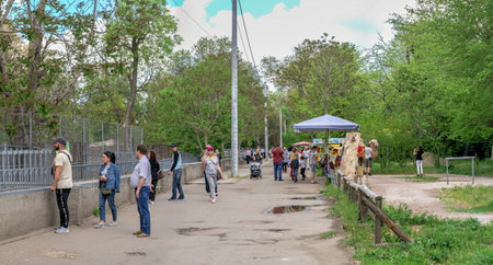 Odessa, Ukraine 14.05.2022. Alleys of the Odessa Zoo in Ukraine on a sunny spring dayのeditorial素材