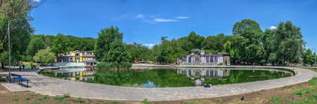 Odessa, Ukraine 28.06.2022 Artificial lake in the Dyukovsky park of Odessa, Ukraine, on a sunny summer dayのeditorial素材