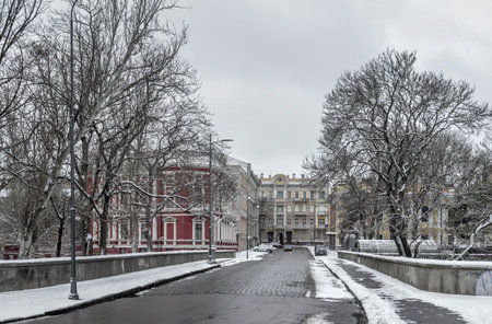 Odessa, Ukraine 29.01.2023. Sabaneev in Odessa, Ukraine, on a gloomy winter dayのeditorial素材