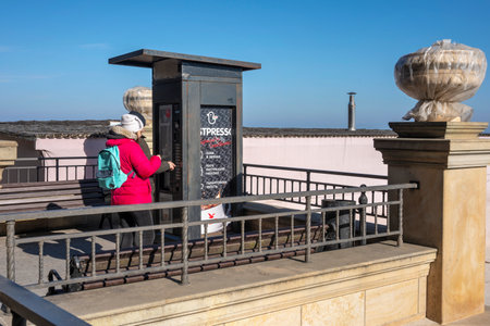 Odessa, Ukraine 10.02.2023. Golden beach promenade in Odessa on a sunny winter day