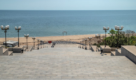 Chernomorsk, Ukraine 14.05.2023. Seaside or Primorsky stairs in Chernomorsk, Odessa region of...