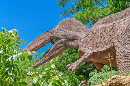 Odessa, Ukraine 06.06.2023. Attraction Dinosaur Canyon in the Eco park New Vasyuki in Odessa, Ukraine, on a sunny summer dayのeditorial素材
