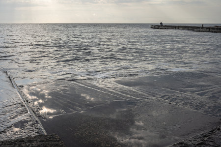 Odessa, Ukraine 09/15/2023. Cloudy autumn morning on the Lanzheron beach in Odessa, Ukraineのeditorial素材