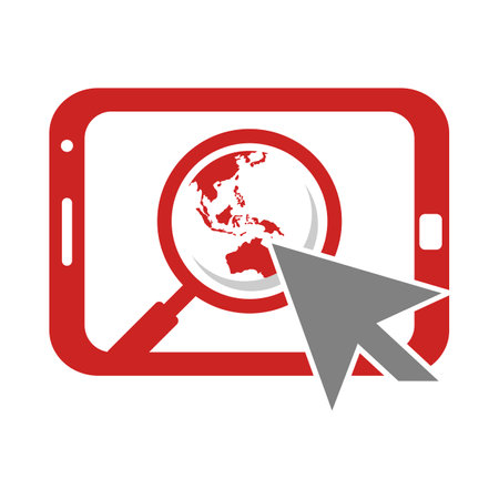 smartphone with magnifying glass and arrow cursor isolated icon vector illustration designのイラスト素材