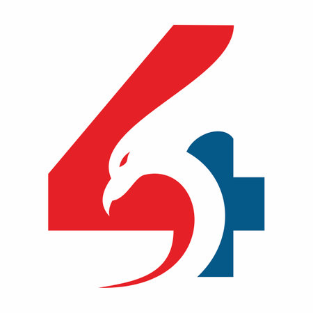 Initial Letter 4 Logo Template Vector Design. Elegant Bird Logoのイラスト素材
