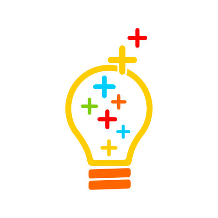 Light bulb with plus sign. Flat design style. Vector illustration.のイラスト素材