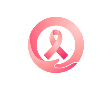 Breast Cancer Awareness Ribbon Vector Logo Design. Breast Cancer Awareness Month Campaign.のイラスト素材