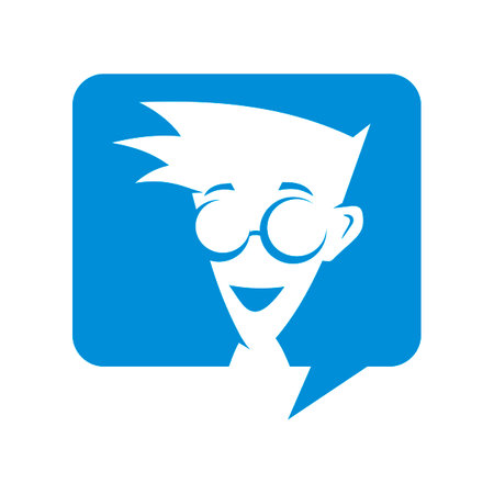 Funny man face with glasses icon. Flat design style eps 10のイラスト素材