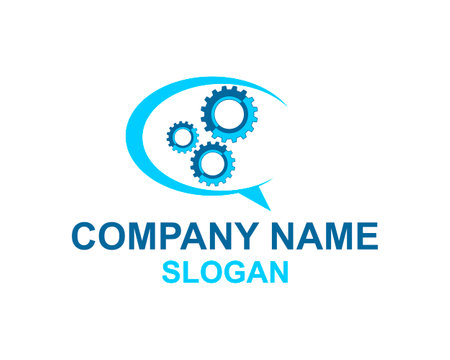 company logo icon element template vector illustration design - gear and speech bubbleのイラスト素材