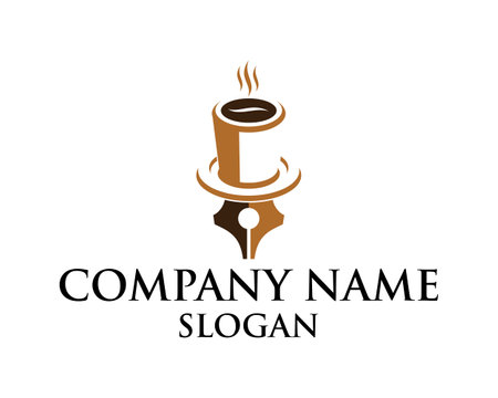 coffee pen and letter I logo design.のイラスト素材