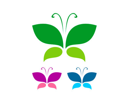 Butterfly icon Vector Illustration design Logo template green and blueのイラスト素材