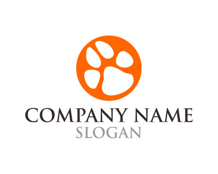 Animal paw print vector logo design. Pet care logo design concept.のイラスト素材