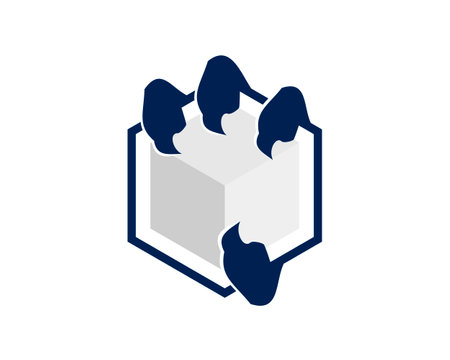 Isometric cube icon design or eagle claw logo, Delivery logistics transportation shipping service warehouse industry and global theme Vector illustrationのイラスト素材