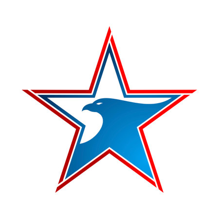 4th july american independent day.
Star with eagle logo design vector template. Eagle in star shape.のイラスト素材