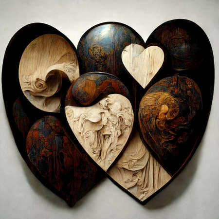 Environmental Art Love Tree Wood Hearts Abstract Backgroundの写真素材