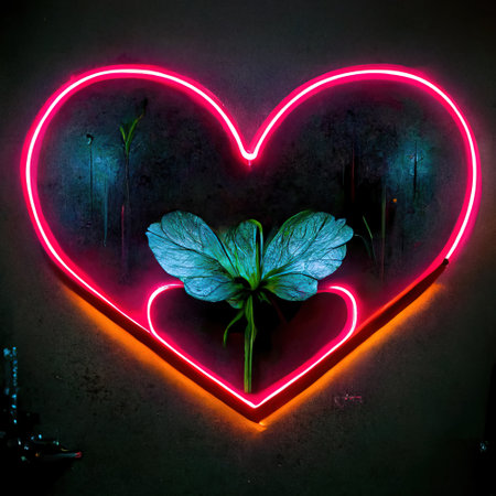 Neon Love Hearts Decorative Art Printable Illustration Abstract Backgroundの写真素材