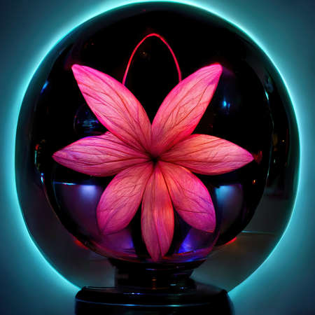 Neon Flowers Decorative Art Printable Illustrationの写真素材