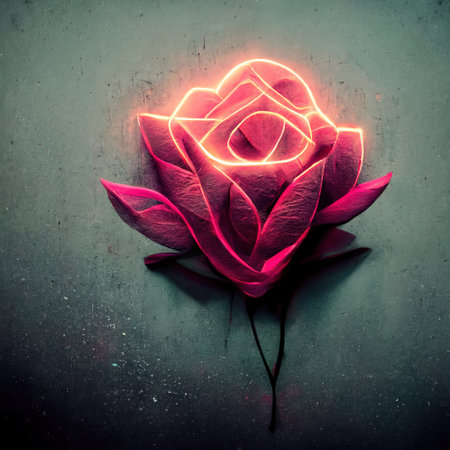 Neon Flowers Decorative Art Printable Illustrationの写真素材