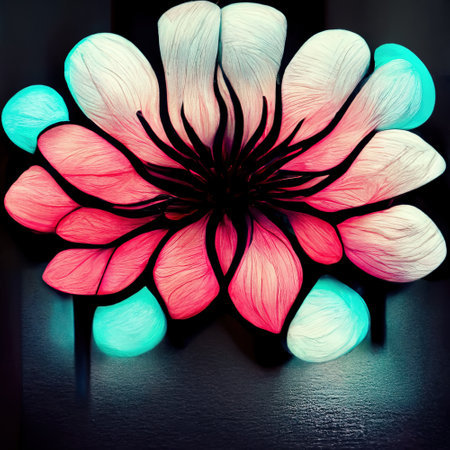 Neon Flowers Decorative Art Printable Illustrationの写真素材