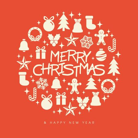 Flat christmas icons seamless pattern element vector backgroundのイラスト素材