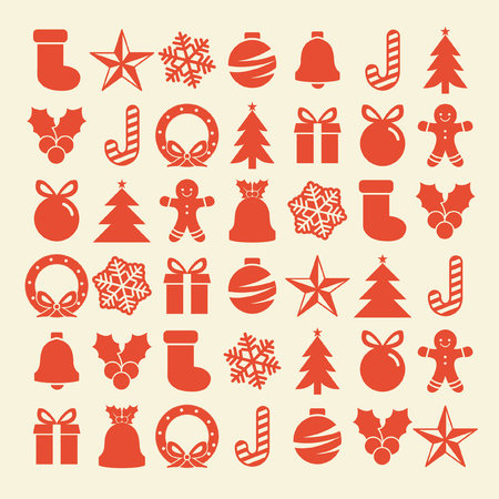 Flat christmas icons seamless pattern element vector backgroundのイラスト素材